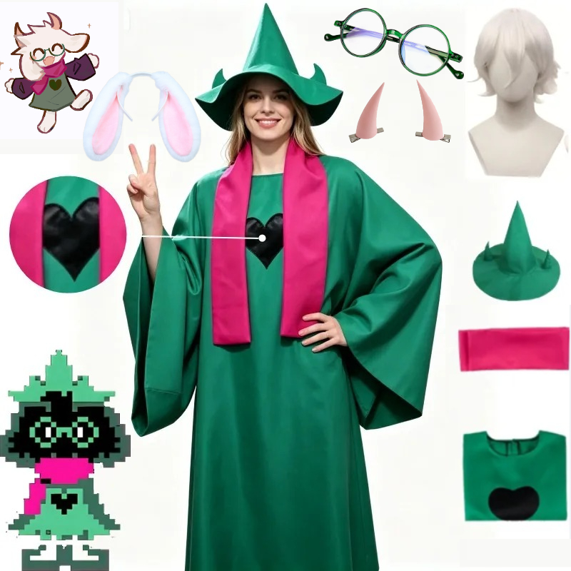 Women'S Ear Accessories - Kostium Cosplay Deltarune Ralsei Zielony Płaszcz