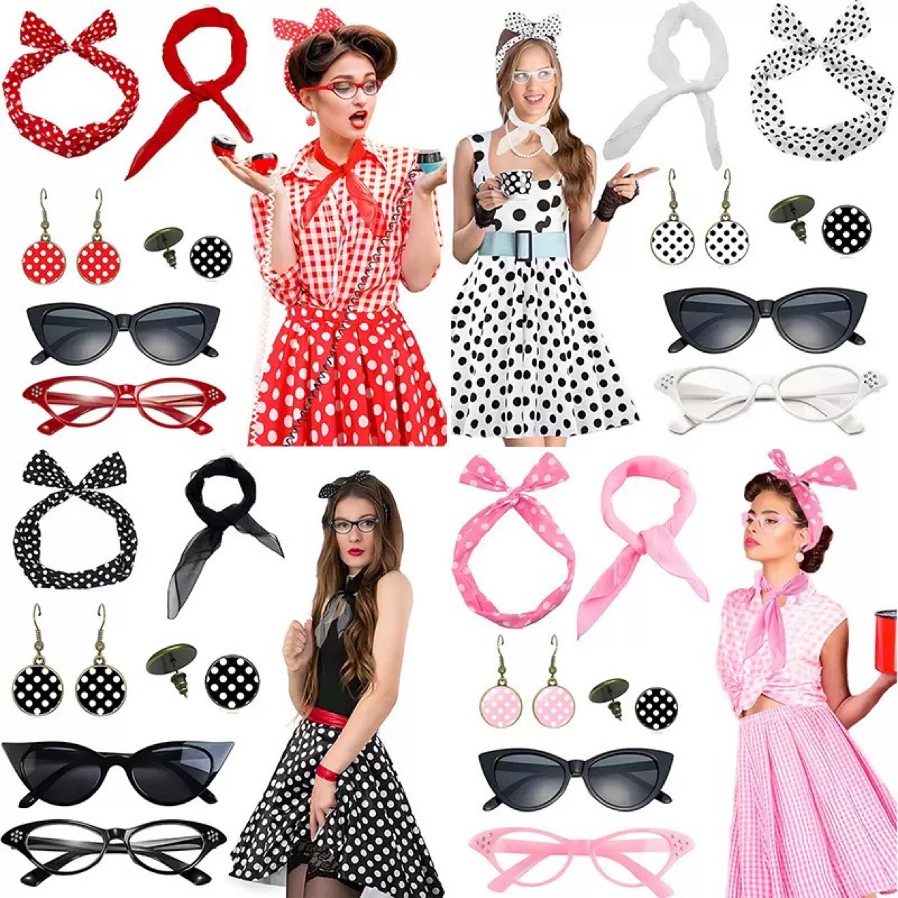 Women'S Accessories In The 1950S - Zestaw akcesoriów do cosplay w stylu