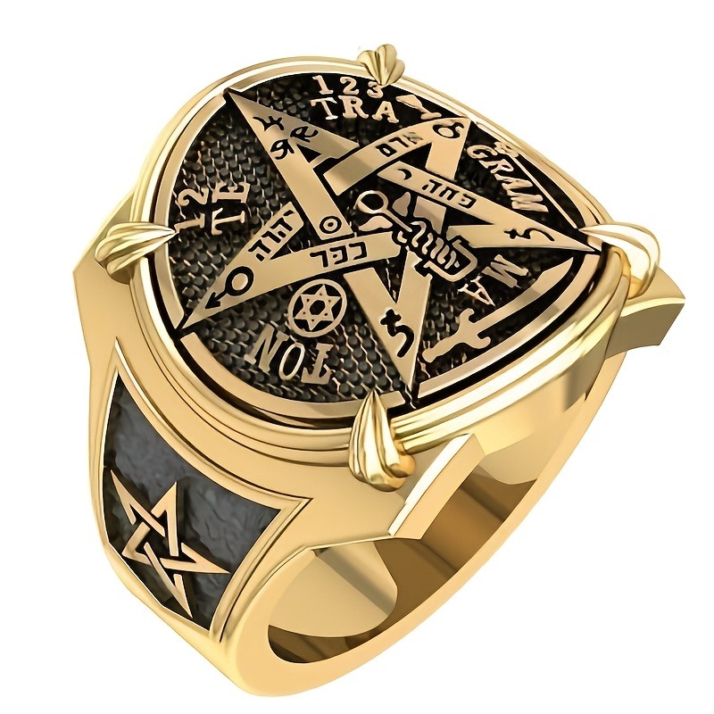 Women Accessories Egypt - Pierścionek z pojedynczym staroegipskim pentagramem i