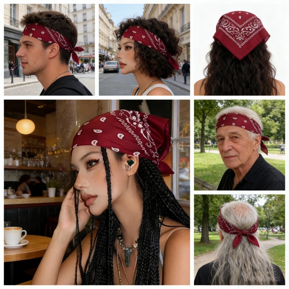Women'S Accessories Go Outdoors - Retro Czerwona Kwadratowa Bandana Szalik Hip
