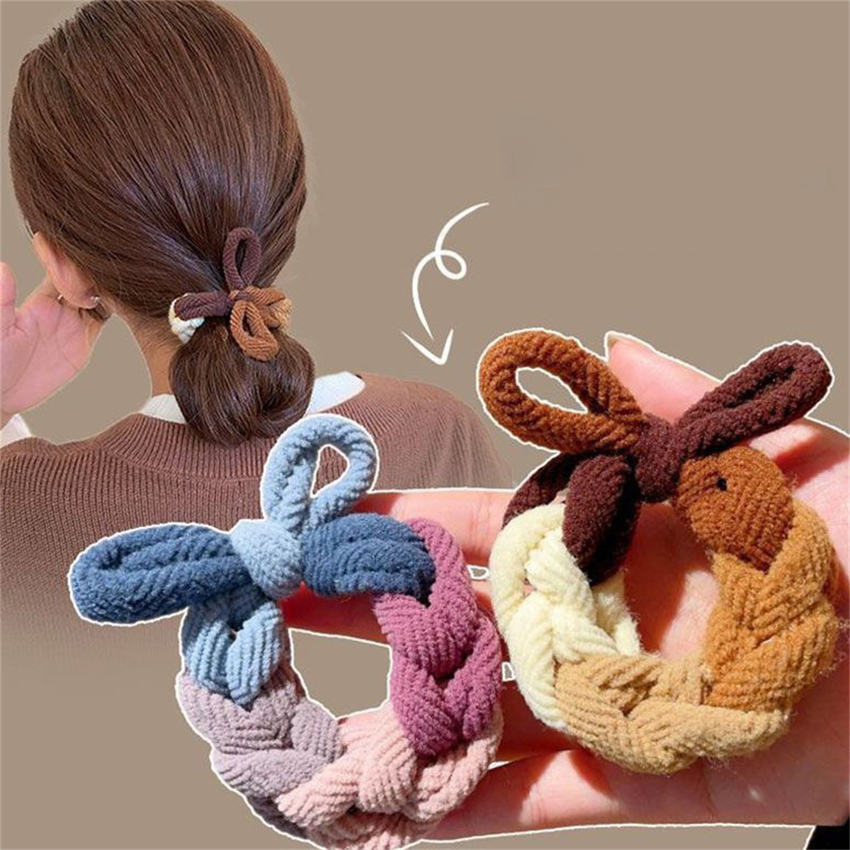 Women Accessories Shop Design - Kolorowe, ręcznie tkane gumki do włosów